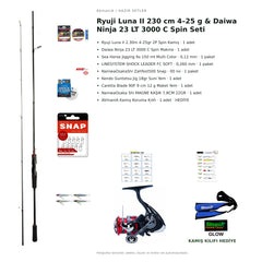 Ryuji Luna II 230 cm 4–25 g & Daiwa Ninja 23 LT 3000 C Spin Seti — kamış koruma kılıfı hediyeli