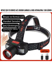 PS-2099 Hareket Sensörlü Şarjlı Kafa Lambası