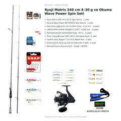 Ryuji Matrix 240 cm 4–30 g ve Okuma Wave Power Spin Seti — kamış koruma kılıfı hediyeli