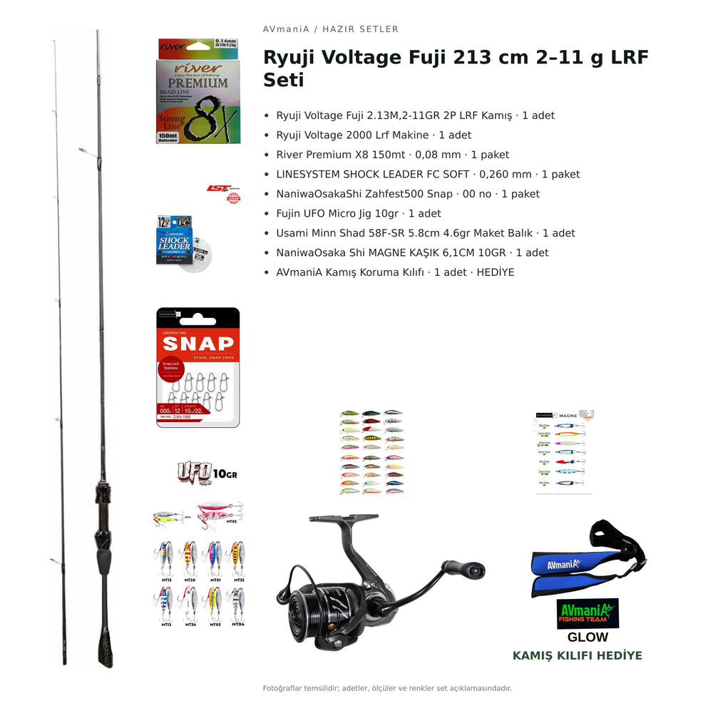 AVmaniA Ryuji Voltage Fuji 213 cm 2–11 g LRF Seti — kamış koruma kılıfı hediyeli