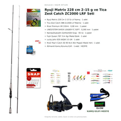 Ryuji Matrix 228 cm 2–15 g ve Tica Zest Catch ZC2000 LRF Seti — kamış koruma kılıfı hediyeli