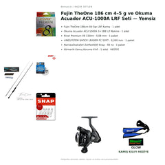 Fujin TheOne 186 cm 4–5 g ve Okuma Acuador ACU-1000A LRF Seti — Yemsiz — kamış koruma kılıfı hediyeli