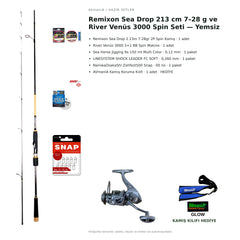 Remixon Sea Drop 213 cm 7–28 g ve River Venüs 3000 Spin Seti — Yemsiz — kamış koruma kılıfı hediyeli