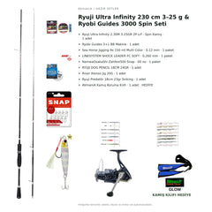 Ryuji Ultra Infinity 230 cm 3–25 g & Ryobi Guides 3000 Spin Seti — kamış koruma kılıfı hediyeli