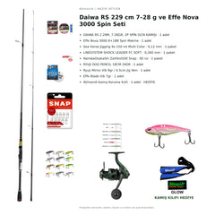 Daiwa RS 229 cm 7–28 g ve Effe Nova 3000 Spin Seti — kamış koruma kılıfı hediyeli