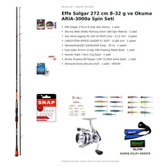 Effe Solgar 272 cm 8–32 g ve Okuma ARIA-3000a Spin Seti — kamış koruma kılıfı hediyeli