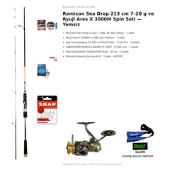 Remixon Sea Drop 213 cm 7–28 g ve Ryuji Ares X 3000M Spin Seti — Yemsiz — kamış koruma kılıfı hediyeli