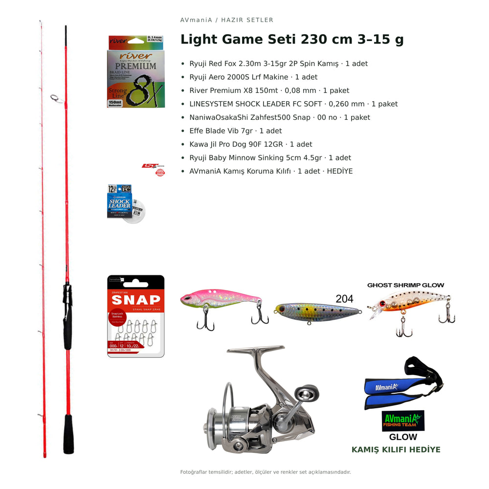 Avmania Light Game Seti 230 cm 3–15 g — kamış koruma kılıfı hediyeli