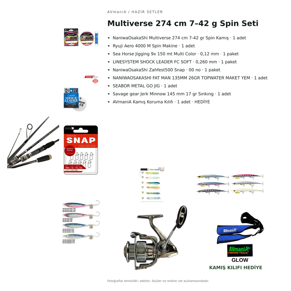 AVmaniA Multiverse 274 cm 7–42 g Spin Seti — kamış koruma kılıfı hediyeli