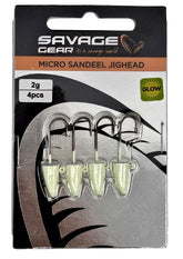 Savage gear LRF Micro sandeel jigghead 2,5g #8 4pcs Glow Suni Yem