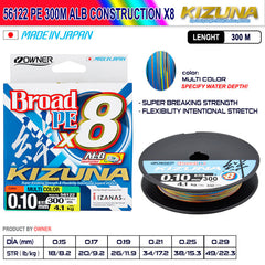 Owner Kizuna 56122 Pe 300m Alb Construction x8 Multi Color İp Misina