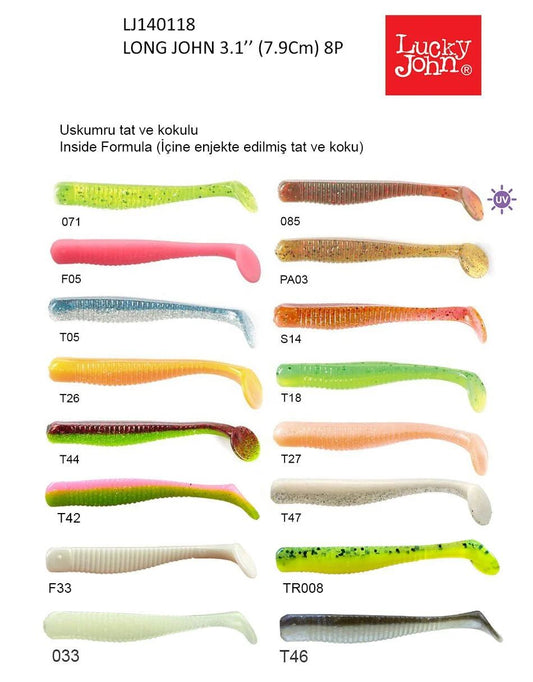 Lucky John Long John 3.1'' (7.87 cm) 8P Silikon Yem