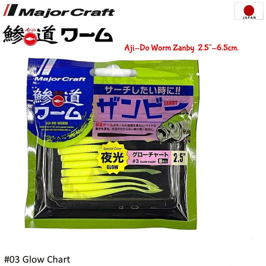 Major Craft Aji-Do Worm Zanby ADW-ZB 2.5\'\' #003 Glow Chart