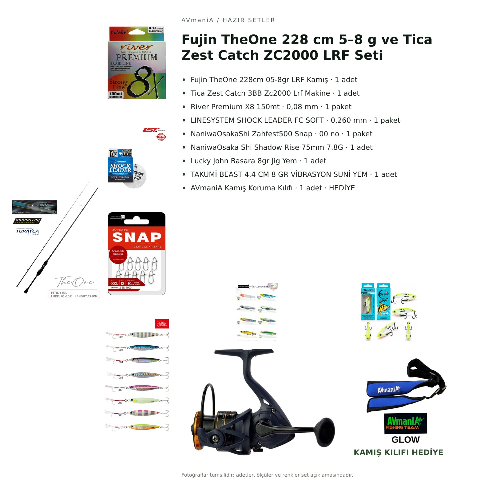 Fujin TheOne 228 cm 5–8 g ve Tica Zest Catch ZC2000 LRF Seti — kamış koruma kılıfı hediyeli
