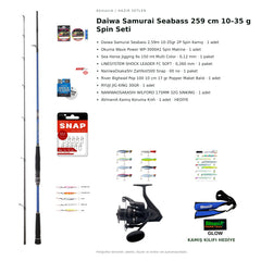 Daiwa Samurai Seabass 259 cm 10–35 g Spin Seti — kamış koruma kılıfı hediyeli