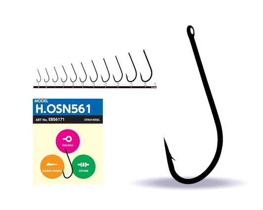 Hayabusa HOSN 561 Delikli Uzun Pala Olta İğnesi Black Nikel