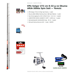 Effe Solgar 272 cm 8–32 g ve Okuma ARIA-3000a Spin Seti — Yemsiz — kamış koruma kılıfı hediyeli