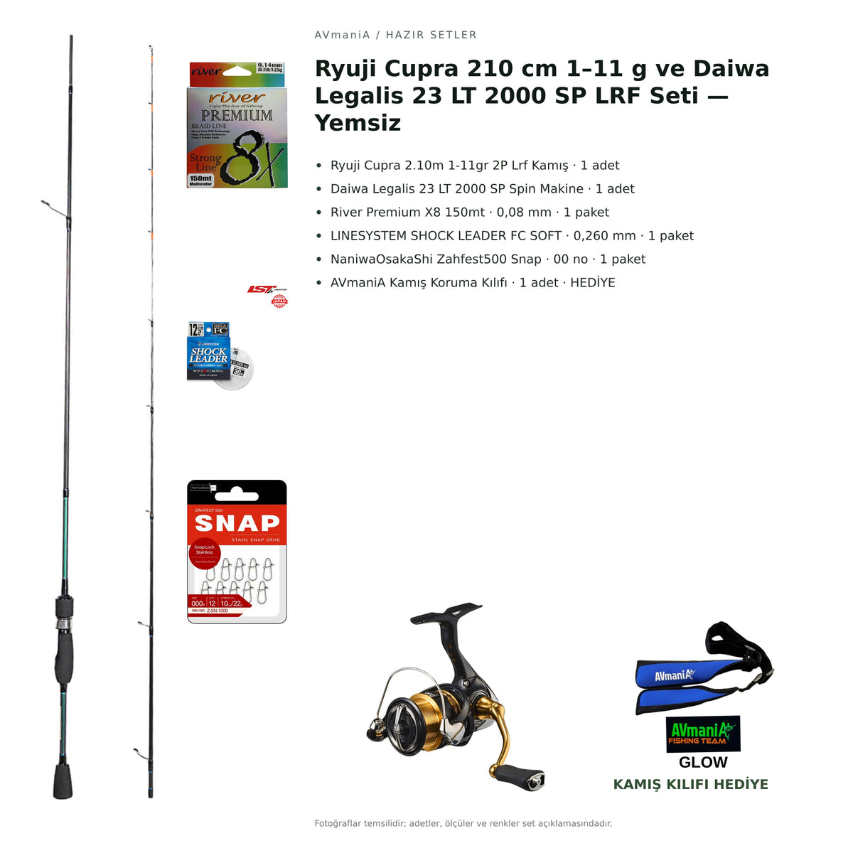 Ryuji Cupra 210 cm 1–11 g ve Daiwa Legalis 23 LT 2000 SP LRF Seti — Yemsiz — kamış koruma kılıfı hediyeli