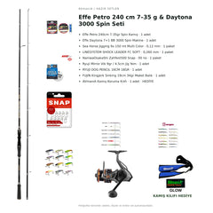 Effe Petro 240 cm 7–35 g & Daytona 3000 Spin Seti — kamış koruma kılıfı hediyeli