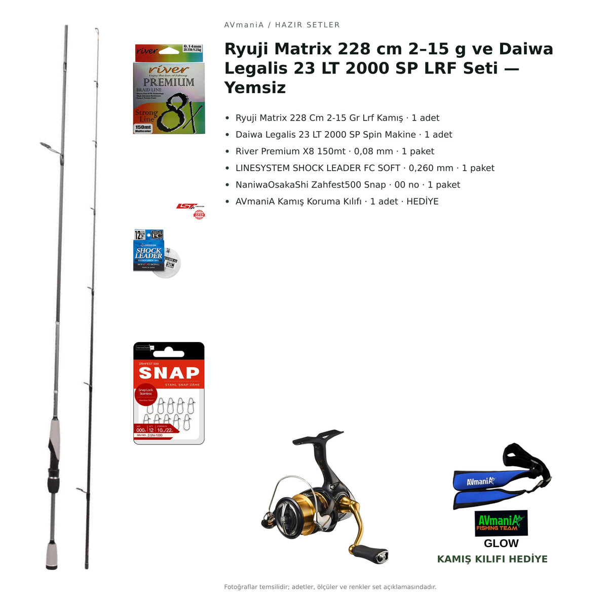 Ryuji Matrix 228 cm 2–15 g ve Daiwa Legalis 23 LT 2000 SP LRF Seti — Yemsiz — kamış koruma kılıfı hediyeli