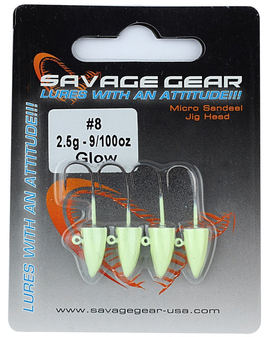 Savage gear LRF Micro sandeel jighead 1,5g #8 4pcs Glow Suni Yem