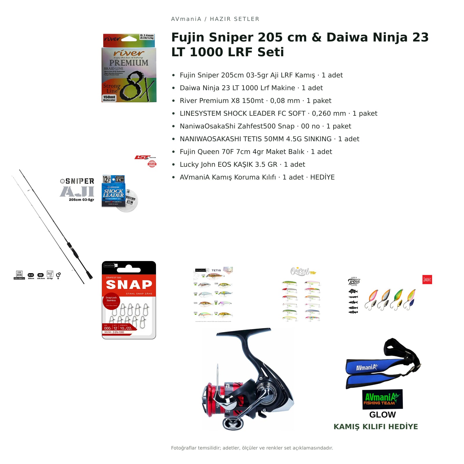 Fujin Sniper 205 cm & Daiwa Ninja 23 LT 1000 LRF Seti — kamış koruma kılıfı hediyeli