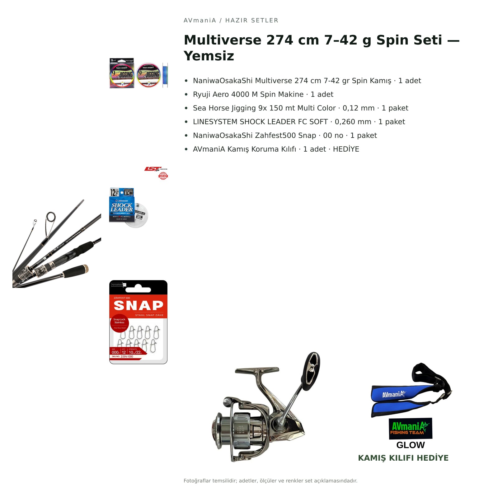 AVmaniA Multiverse 274 cm 7–42 g Spin Seti — Yemsiz — kamış koruma kılıfı hediyeli