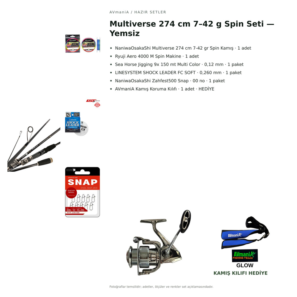 AVmaniA Multiverse 274 cm 7–42 g Spin Seti — Yemsiz — kamış koruma kılıfı hediyeli