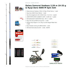 Daiwa Samurai Seabass 2,59 m 10–35 g & Ryuji Aero 4000 M Spin Seti — kamış koruma kılıfı hediyeli