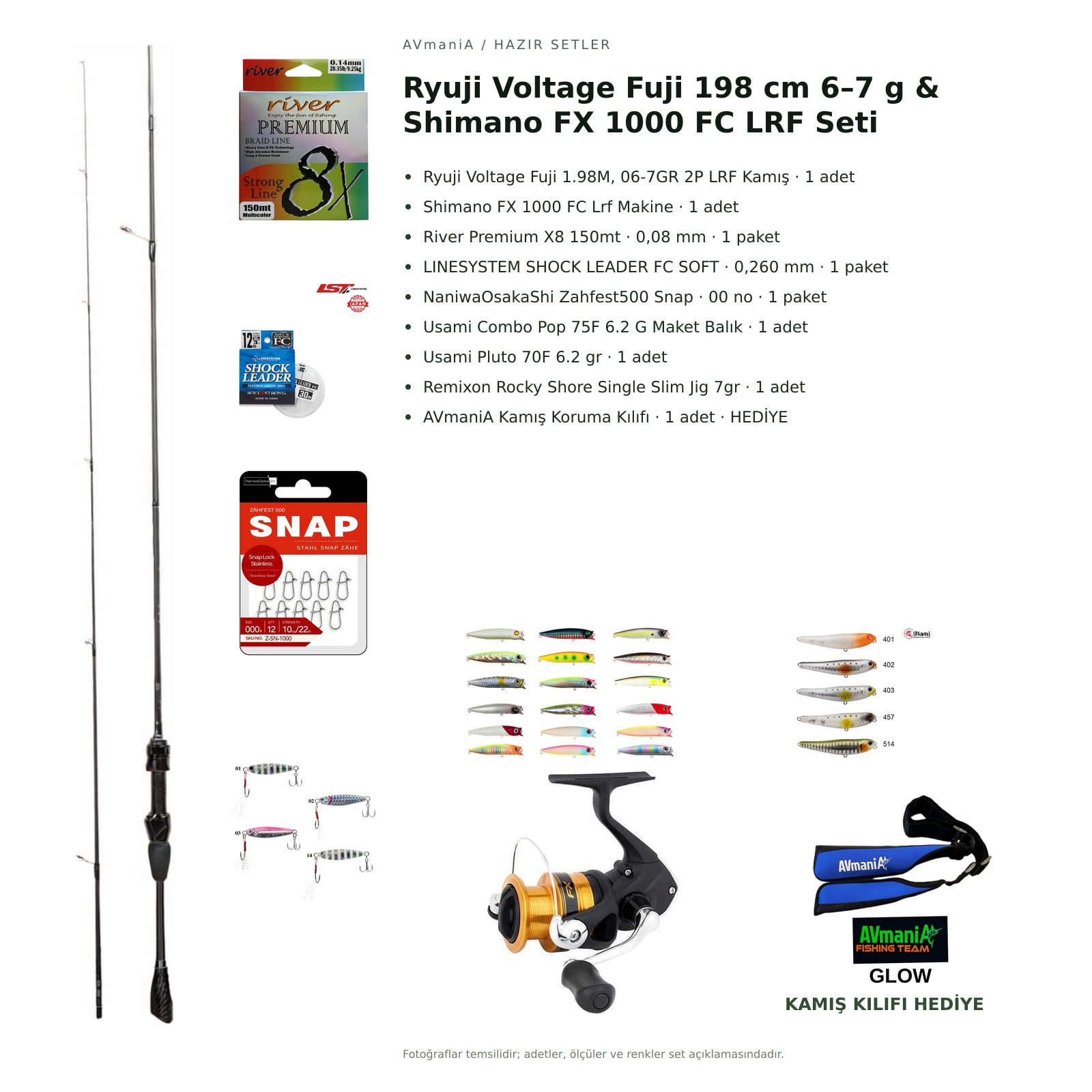 AVmaniA Ryuji Voltage Fuji 198 cm 6–7 g & Shimano FX 1000 FC LRF Seti — kamış koruma kılıfı hediyeli