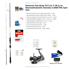 Remixon Sea Drop 213 cm 7–28 g ve NaniwaOsakaShi Varenka C3000 MG Spin Seti — kamış koruma kılıfı hediyeli