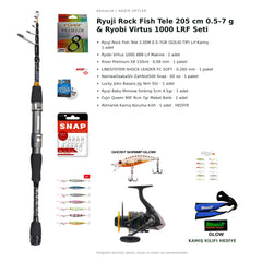 Ryuji Rock Fish Tele 205 cm 0.5–7 g & Ryobi Virtus 1000 LRF Seti — kamış koruma kılıfı hediyeli