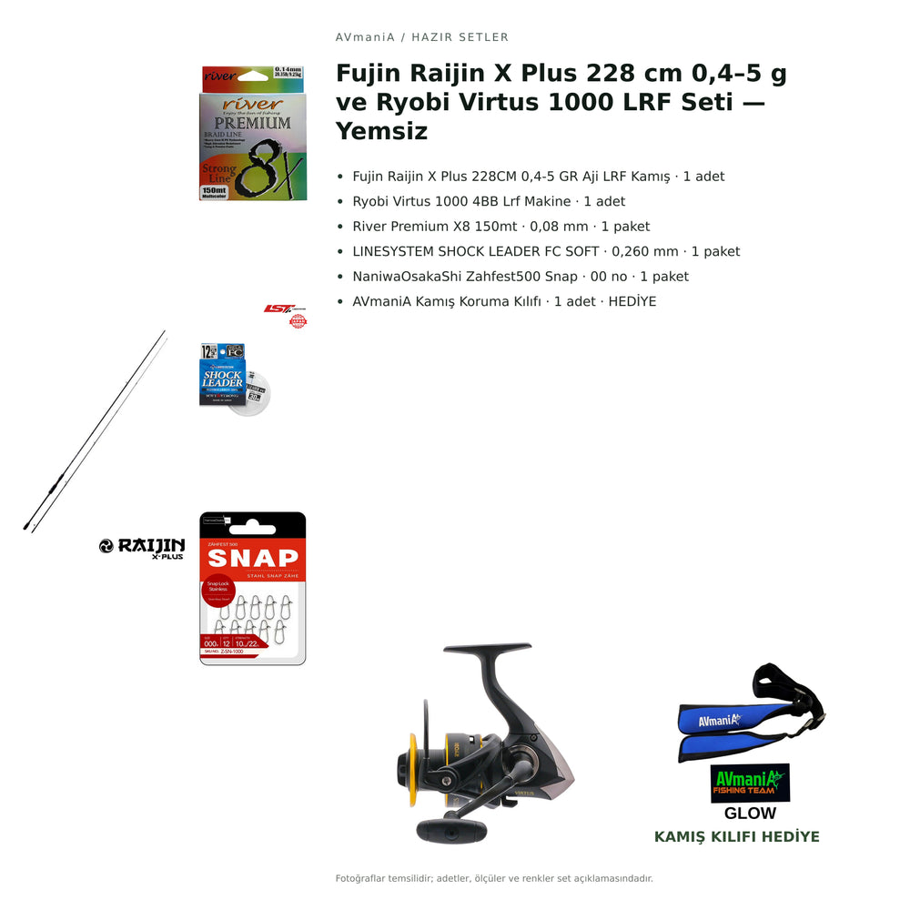 Fujin Raijin X Plus 228 cm 0,4–5 g ve Ryobi Virtus 1000 LRF Seti — Yemsiz — kamış koruma kılıfı hediyeli