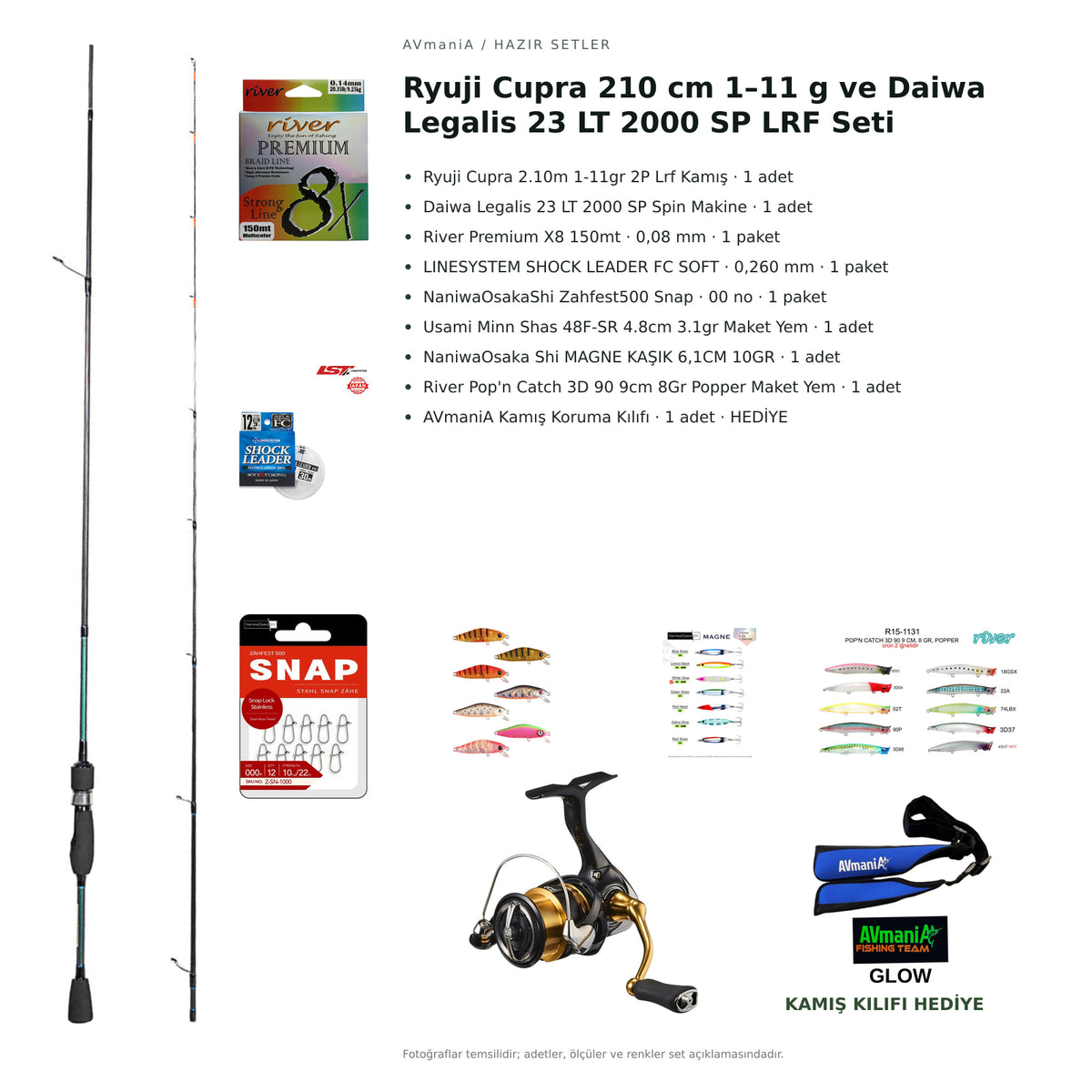 Ryuji Cupra 210 cm 1–11 g ve Daiwa Legalis 23 LT 2000 SP LRF Seti — kamış koruma kılıfı hediyeli