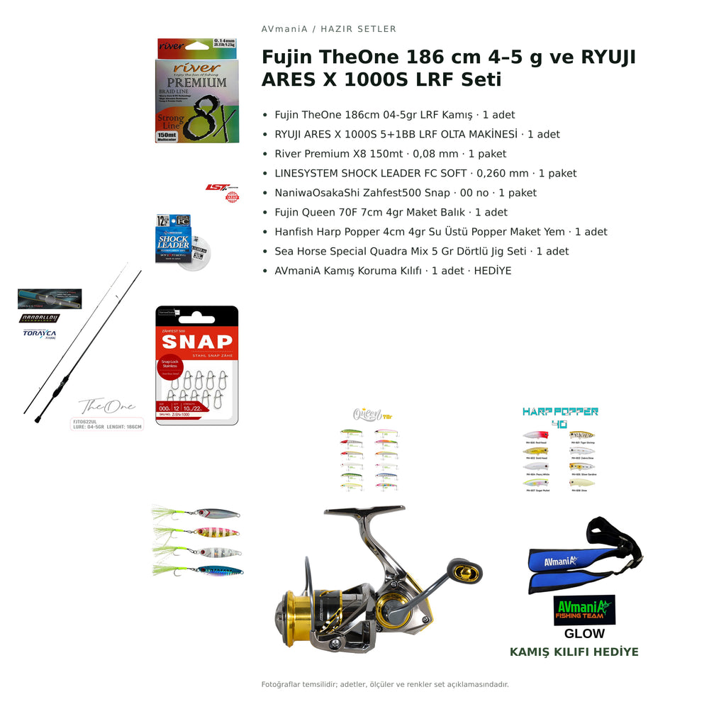 Fujin TheOne 186 cm 4–5 g ve RYUJI ARES X 1000S LRF Seti — kamış koruma kılıfı hediyeli