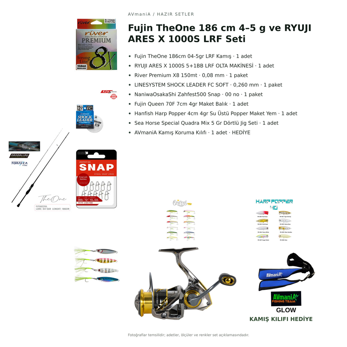 Fujin TheOne 186 cm 4–5 g ve RYUJI ARES X 1000S LRF Seti — kamış koruma kılıfı hediyeli