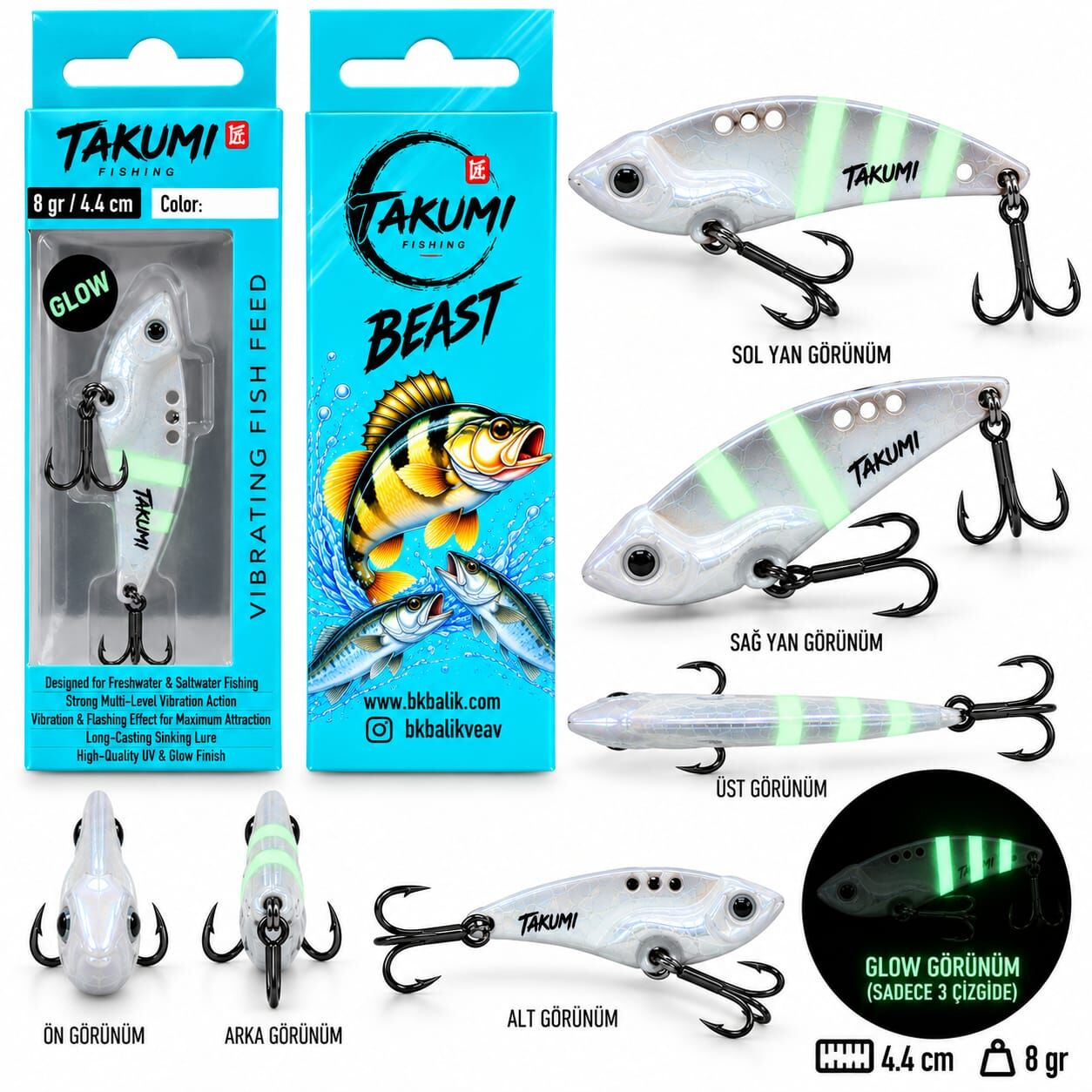 TAKUMİ BEAST 4.4 CM 8 GR VİBRASYON  SUNİ YEM