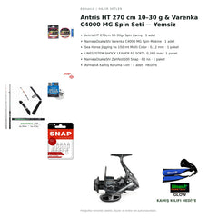 Antris HT 270 cm 10–30 g & Varenka C4000 MG Spin Seti — Yemsiz — kamış koruma kılıfı hediyeli
