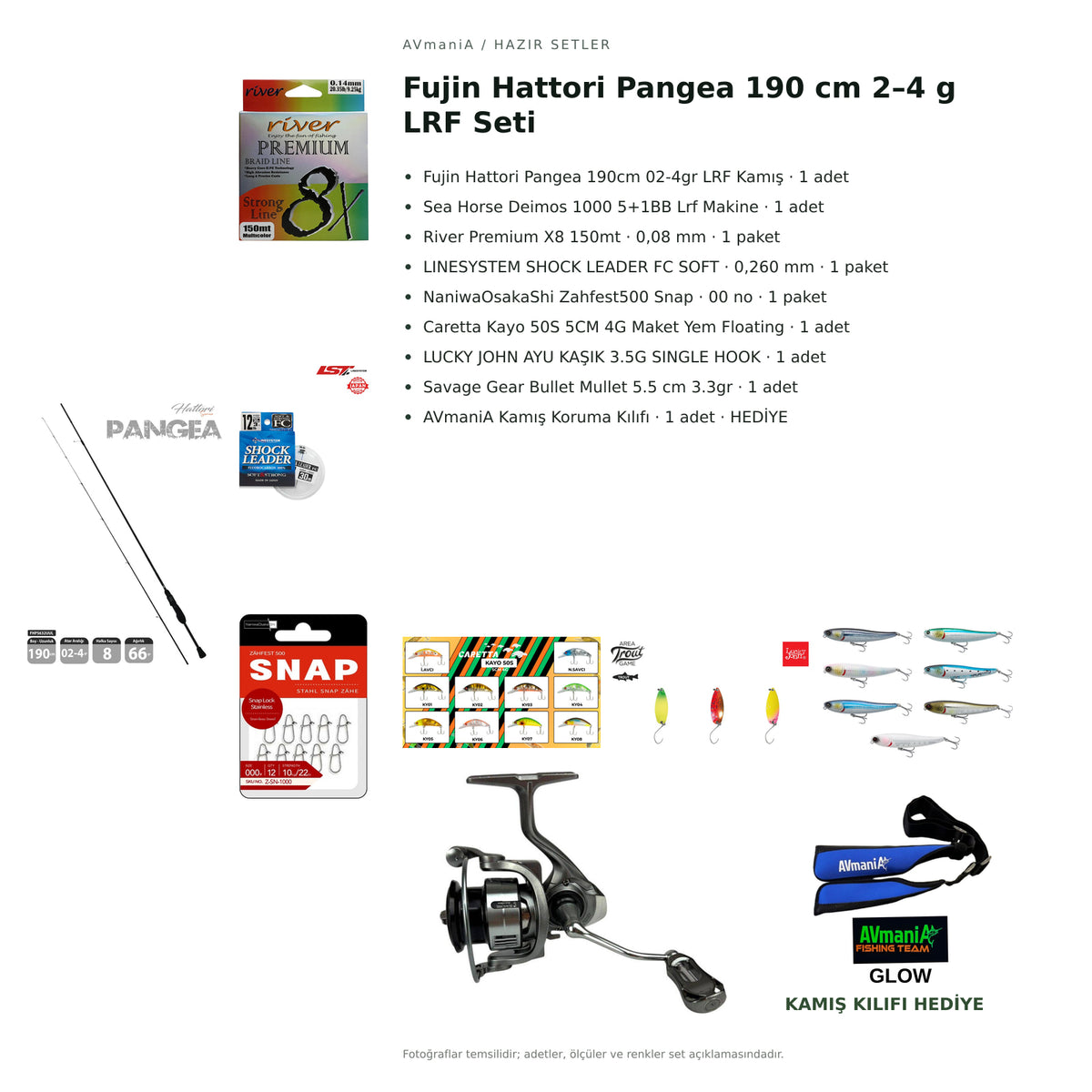 AVmaniA Fujin Hattori Pangea 190 cm 2–4 g LRF Seti — kamış koruma kılıfı hediyeli