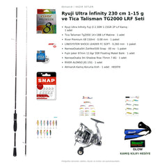 Ryuji Ultra İnfinity 230 cm 1–15 g ve Tica Talisman TG2000 LRF Seti — kamış koruma kılıfı hediyeli