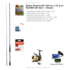 Daiwa Samurai RF 228 cm 1–12 g ve RS2000 LRF Seti — Yemsiz — kamış koruma kılıfı hediyeli