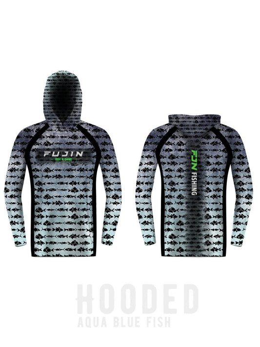 Fujin Performance Hooded Kapüşonlu T-Shirt Aqua Blue Fish