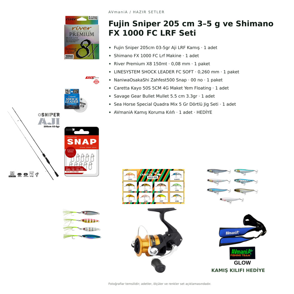 Fujin Sniper 205 cm 3–5 g ve Shimano FX 1000 FC LRF Seti — kamış koruma kılıfı hediyeli