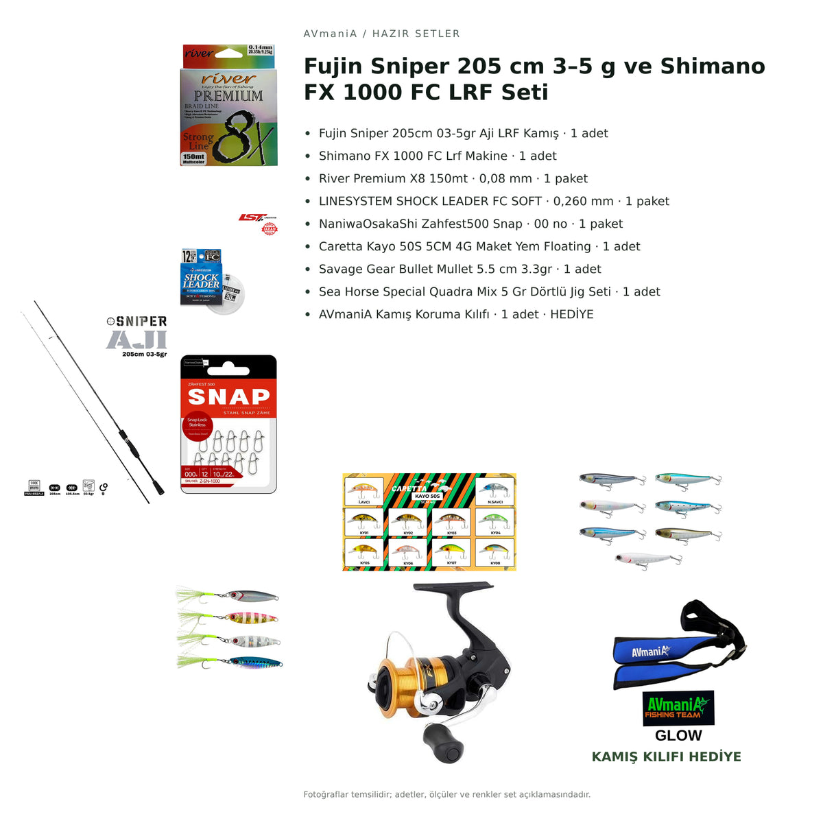 Fujin Sniper 205 cm 3–5 g ve Shimano FX 1000 FC LRF Seti — kamış koruma kılıfı hediyeli