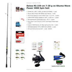 Daiwa RS 229 cm 7–28 g ve Okuma Wave Power 3000 Spin Seti — kamış koruma kılıfı hediyeli