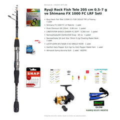 Ryuji Rock Fish Tele 205 cm 0.5–7 g ve Shimano FX 1000 FC LRF Seti — kamış koruma kılıfı hediyeli