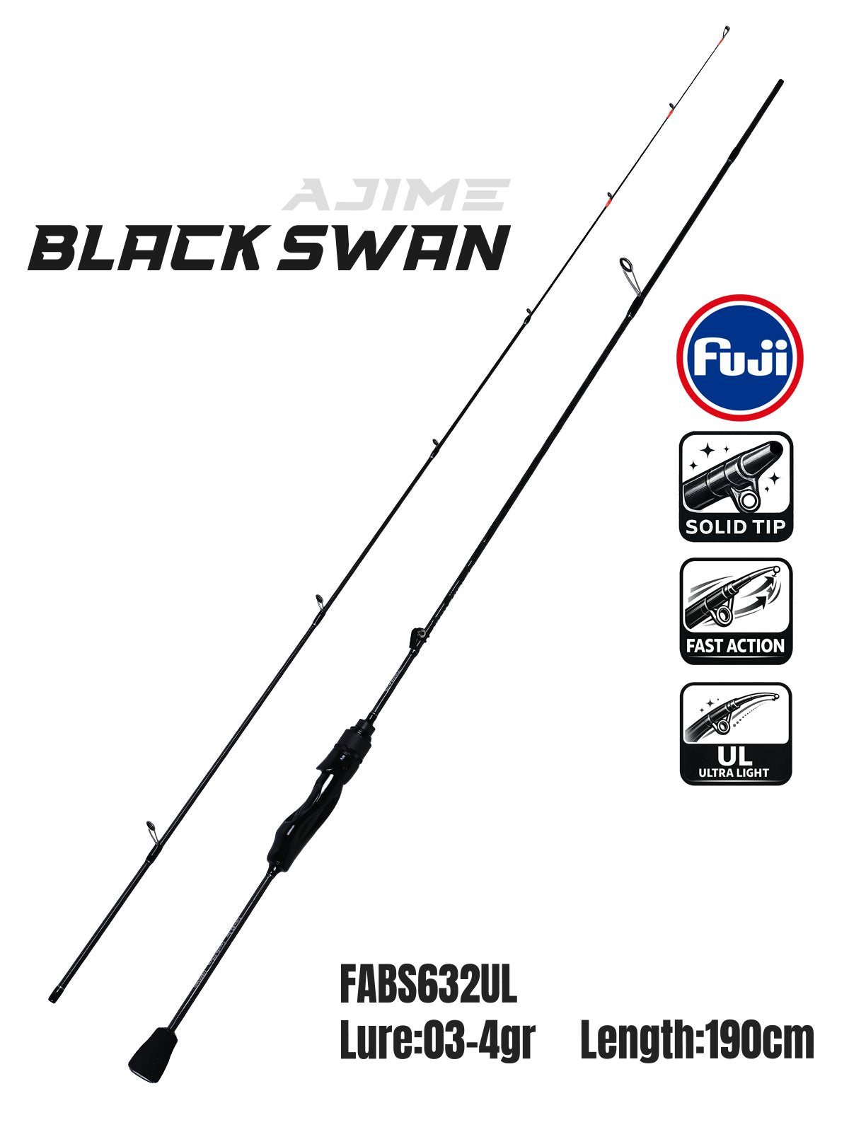 Fujin Ajime Black Swan 190cm 03-4gr Aji LRF Olta Kamışı