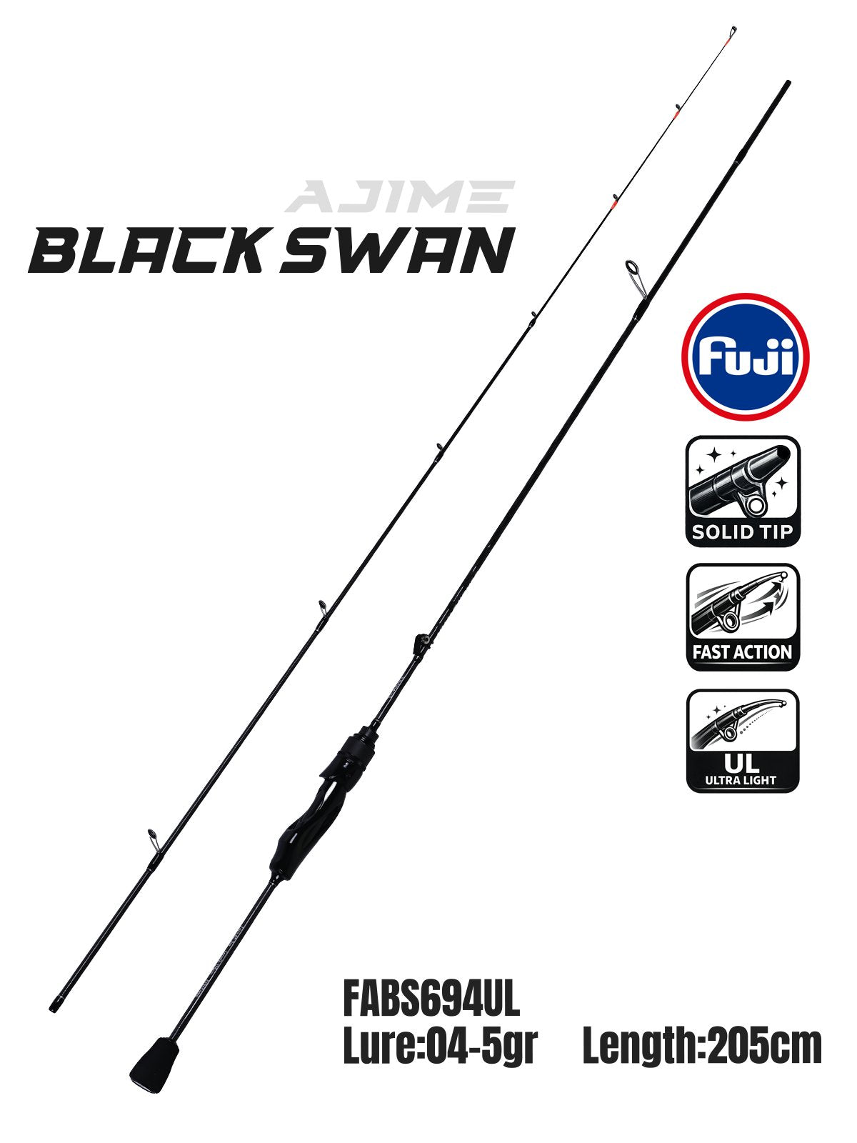 Fujin Ajime Black Swan 205cm 04-5gr Aji LRF Olta Kamışı