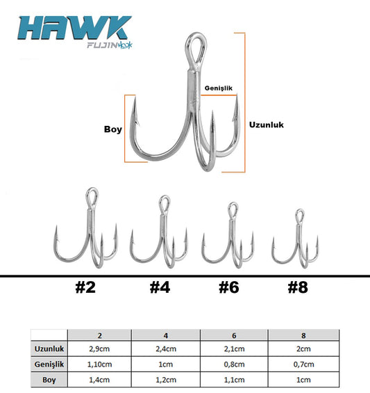 Fujin Hawk Süper Anti-Rust Üçlü Kanca