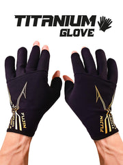 Fujin Pro Angler S24 Titanium Gloves Black Gold Eldiven